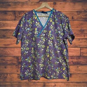 5 for $25🔥Med + Wear Purple Floral Scrub Top XL